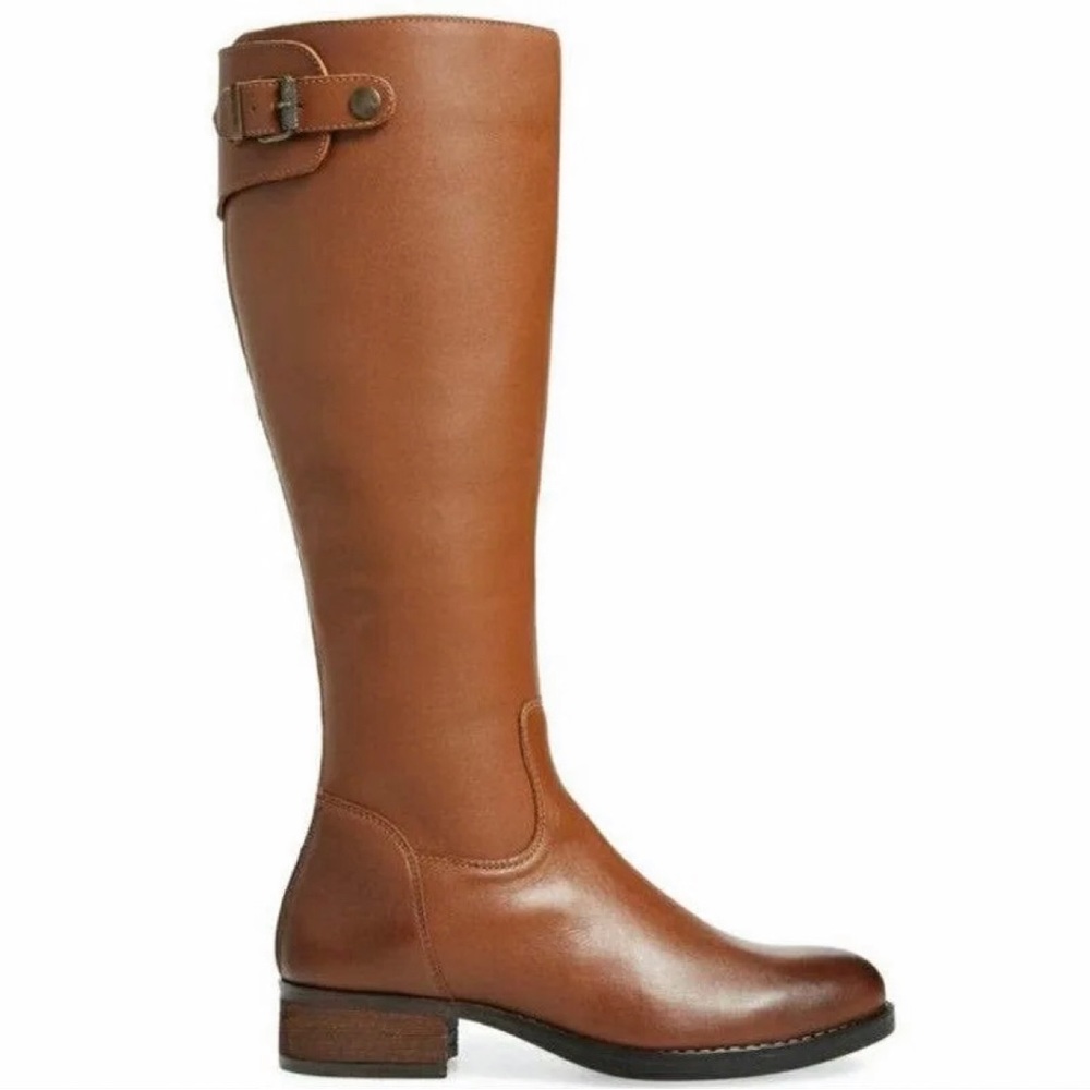 Womens Steve Madden Eddie Cognac Leather Boots. Regular calf size.